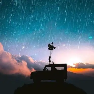 最美动漫背影女生头像,漂亮的星空是如此的动人-唯美头像