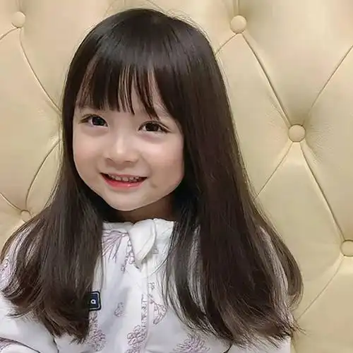 婴儿假发儿童发小女孩仿真长直发自然圆脸可爱甜美公主拍照发套