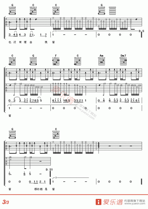 张韶涵其实很爱你吉他谱