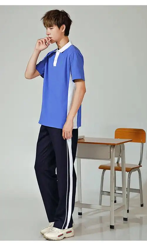 军事风适合初中高中生男生夏天穿的短袖长裤套装深圳校服中学生夏季