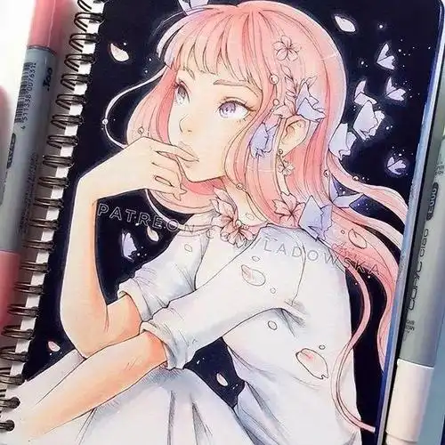 喜欢重金属摇滚的小姐姐竟画出了小清新二次元动漫手绘