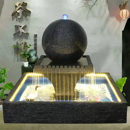 欧式流水喷泉摆件鱼缸球酒店会所庭院简约水景假山鱼池景观 2520