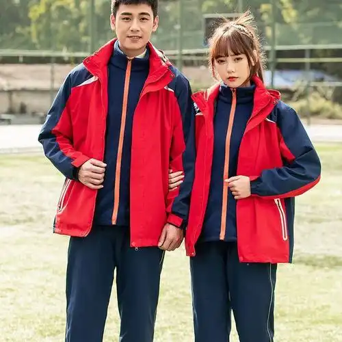 冬季校服套装三合一冲锋衣摇粒绒防风保暖服学院风高中生班服批发