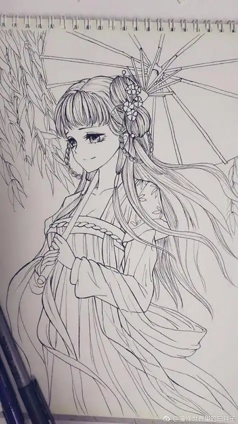 第4页古装女孩子简笔画 第6页动漫古装画简笔画古装女孩手绘简笔画集