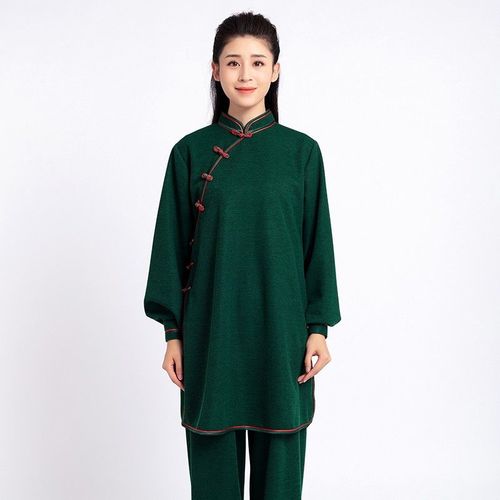 久武至尊剑舞秋冬季中国风加厚中长款太极服女练功服功夫武术