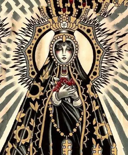 oldschool风格的西方宗教圣母纹身图案4