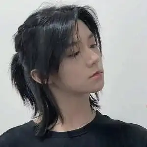 狼尾短发中分假发套网红逼真男士鲻鱼头日系男生武士头自然全头套