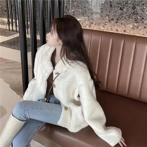 2020新款秋冬百搭宽松长袖加厚毛绒毛外套美丽网红女装