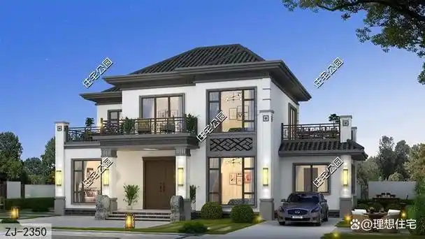 新中式15×10米三层别墅,独立柴火房 3露台,打造极佳居住环境!