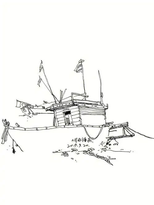风景速写小场景练习渔船