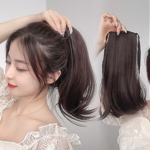 假发女马尾 绑带式轻薄短马尾网红微卷高马尾假头发短款假马尾辫