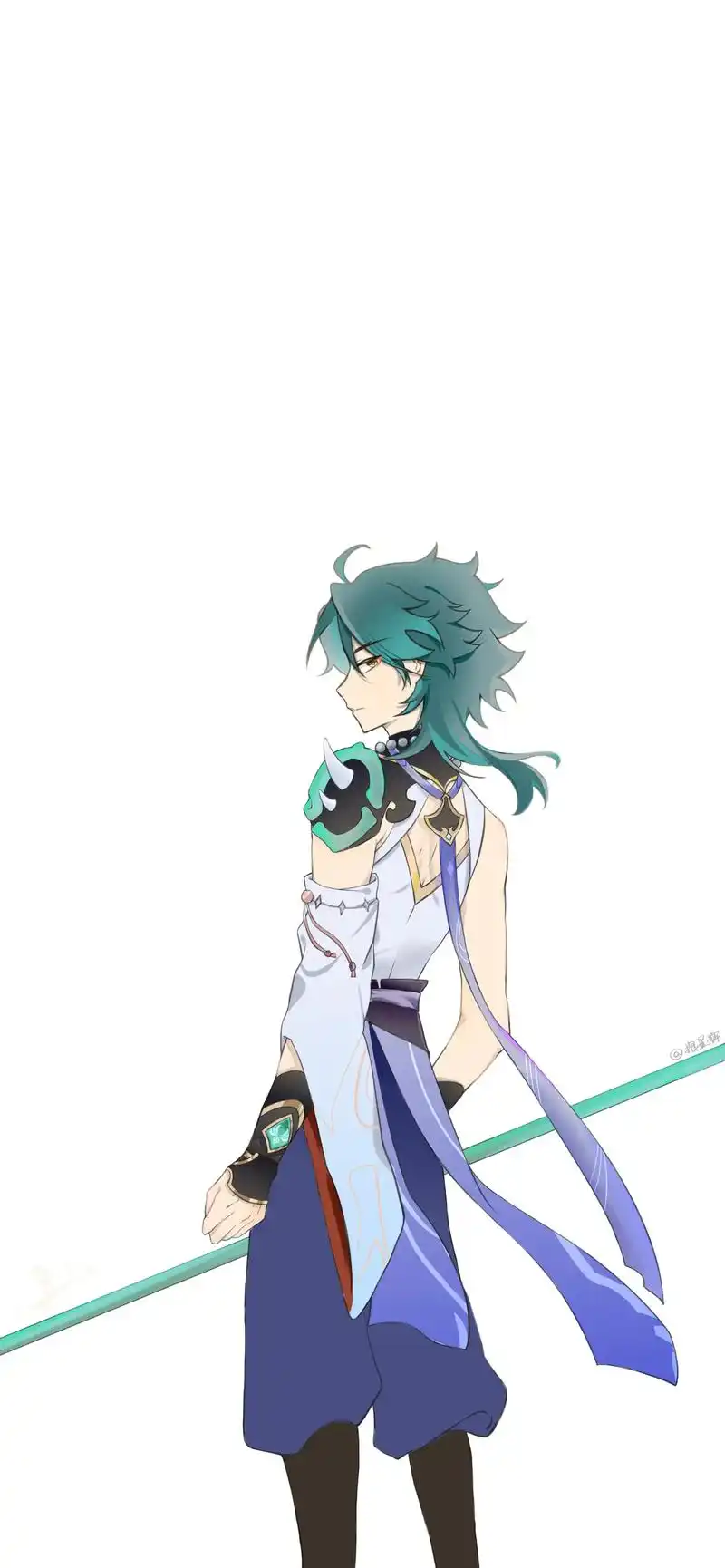 绘画过程#插画 #原神 #魈 #仿若无因 - 抖音