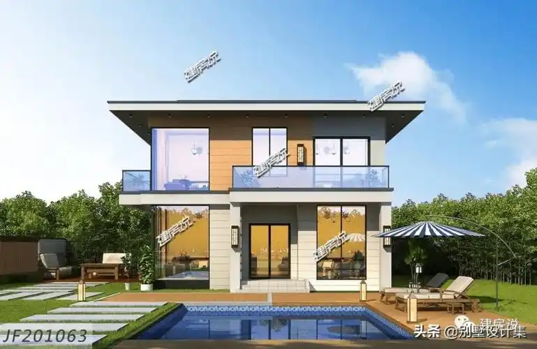 二层现代风别墅外观简洁明了整体户型比较方正时尚不老套