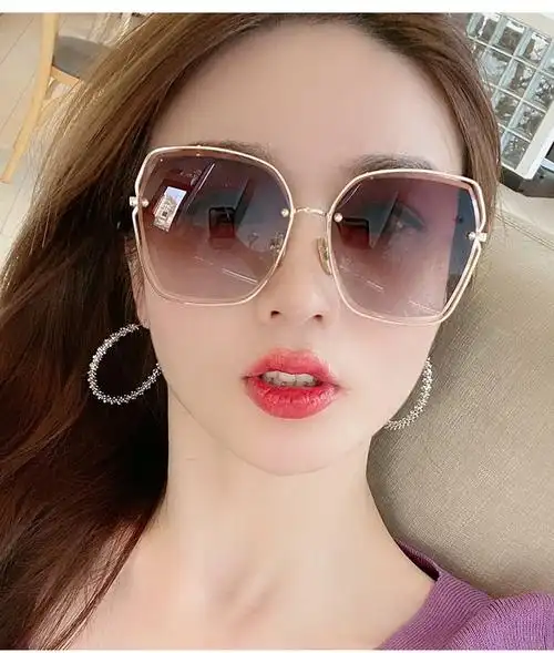 yunsijun 轻奢2021新款女高档太阳镜眼镜偏光墨镜 金框茶色片