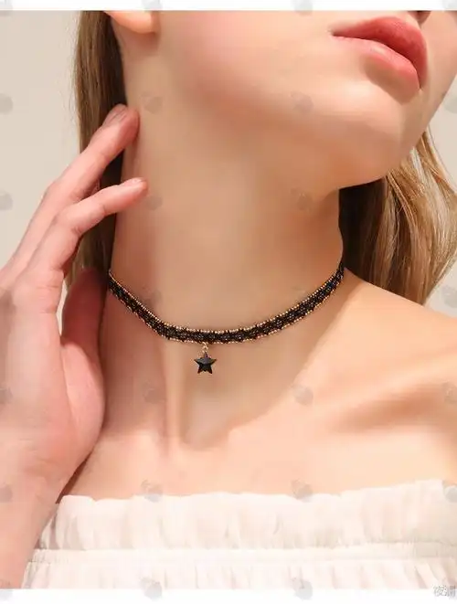 锁骨链女短款颈带性感黑色少女个性项圈颈链金色