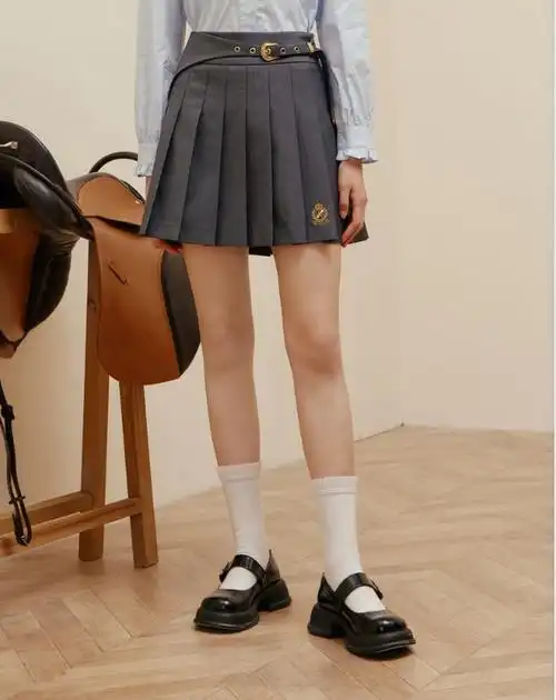 2022秋冬新款女装jk学院百褶半身短裙高腰半身裙