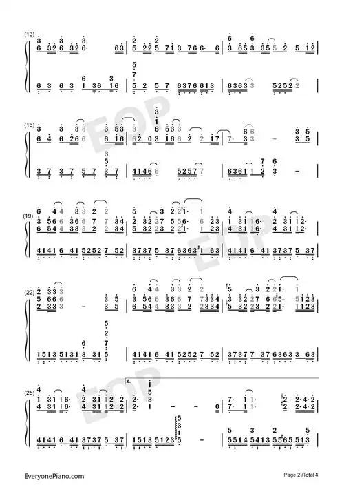 一眼万年-天外飞仙主题曲双手简谱预览2