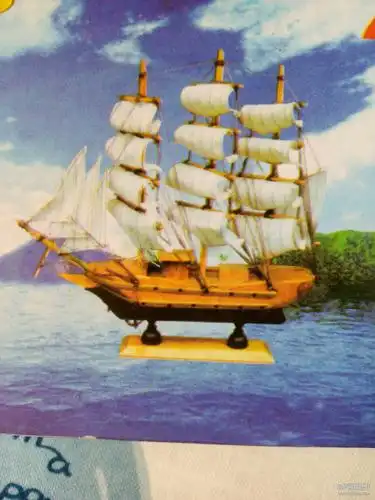 大号实木帆船摆件-蓝色豆子73