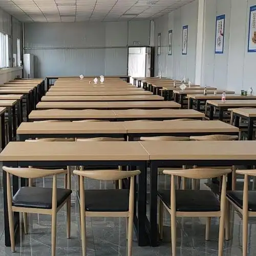 定制食堂餐桌职工饭堂分体式钢木餐桌椅