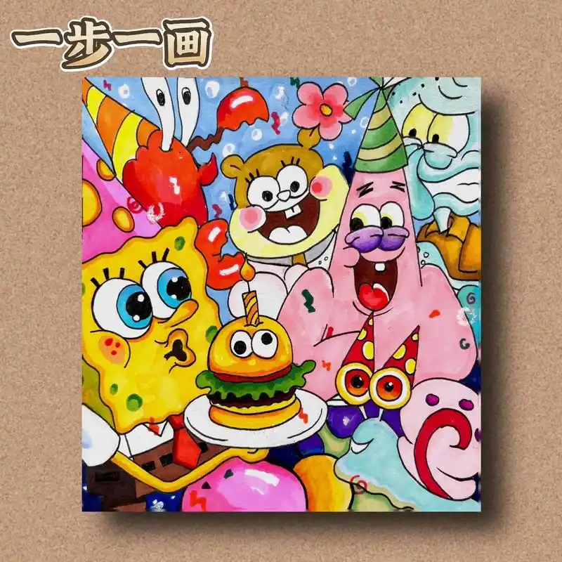 一步一画||马克笔简笔画(超详细步骤)#海绵宝宝 #简笔画  - 抖音