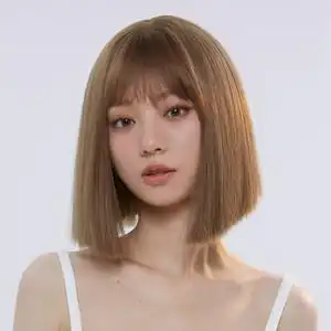 lucy lee蜜糖亚麻空气刘海齐肩发短发假发女利落剪裁个性整顶头套