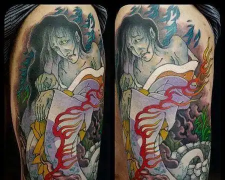 日式大臂女鬼纹身图案