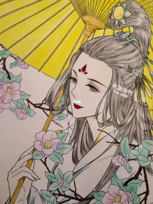 彩铅涂色思美人醉花颜2