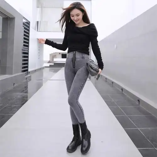 芭比灰色夏季显瘦提臀翘臀性感高腰弹力蜜桃打底裤