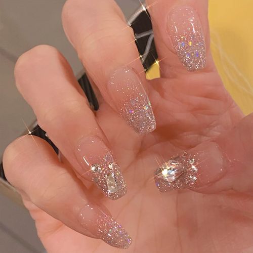 蹦迪辣妹超闪亮片渐变美甲成品指甲贴片手工美甲工具