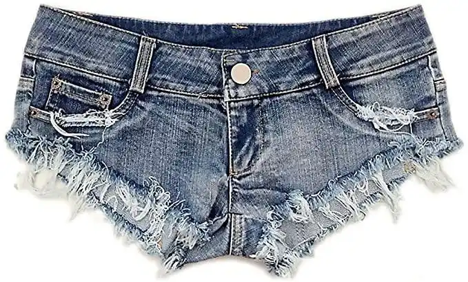 女式时尚性感低腰牛仔短裤热裤毛边破洞牛仔裤