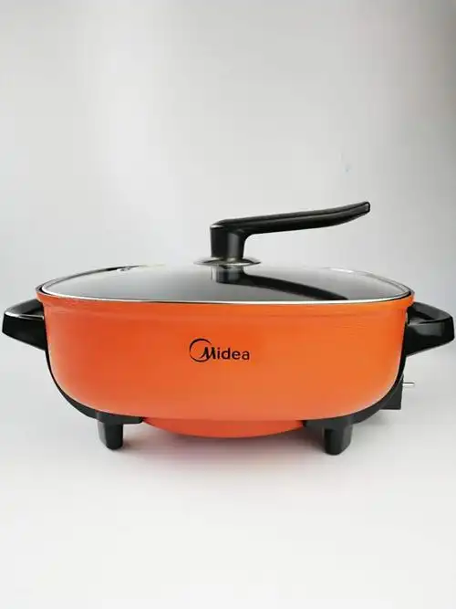 美的(midea)电火锅家用电炒锅多功能热狂煮不粘一体锅 lhn30a橘色(6l)