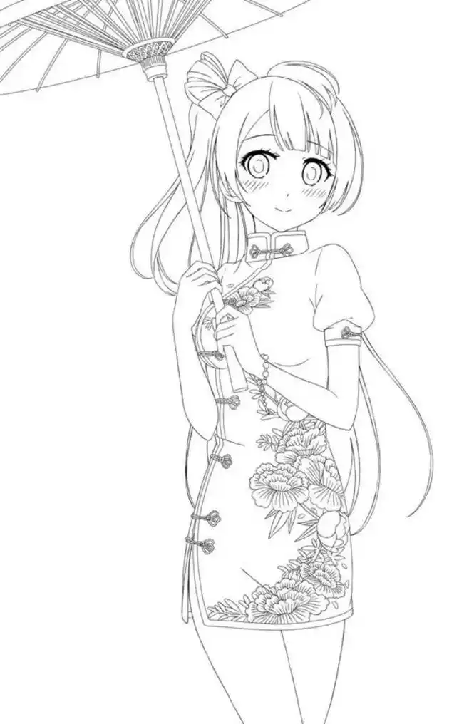 线稿动漫黑白素材插画橡皮章手帐lovelive南小鸟果冻