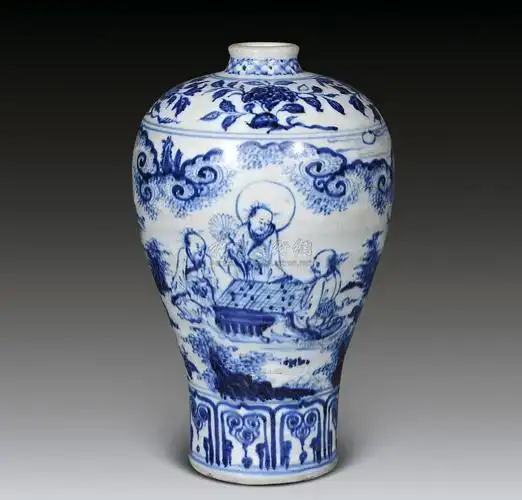 【明空白期 青花人物梅瓶】拍卖品_图片_价格_鉴赏_明代青花瓷器_雅昌