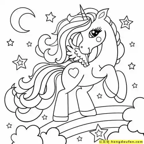 女孩子们最喜欢的公主涂色9张独角兽神话萌化卡通涂色图片