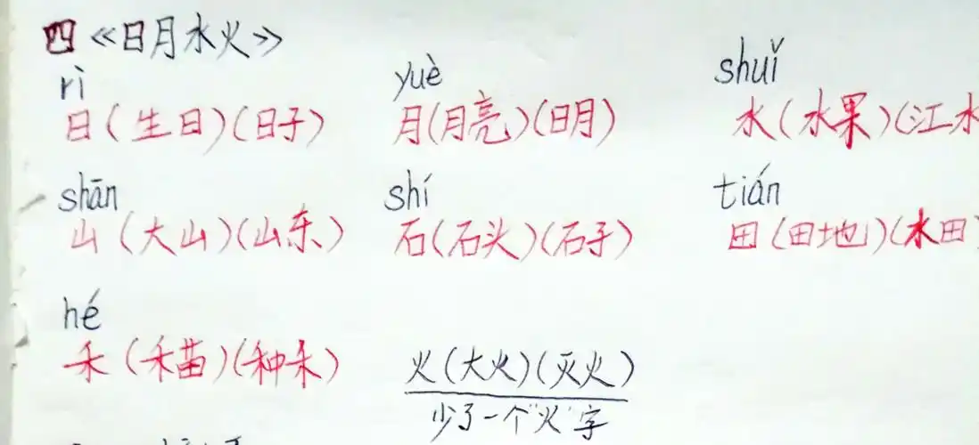 【一(1)班许瑞欣】第一单元:生字 组词