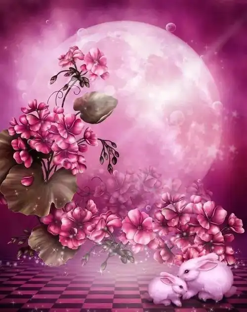 梦幻的粉色月亮