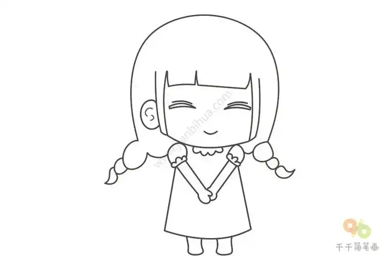 害羞的女孩简笔画教程