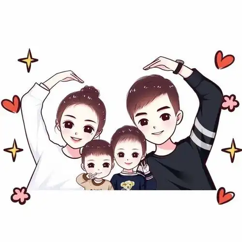 全家福头像,一家三口四口动漫头像,幸福可爱又好看