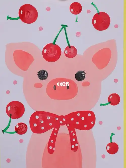 水粉颜料画可爱小猪简单好上手适合36岁小朋友快来试一试吧零基础学