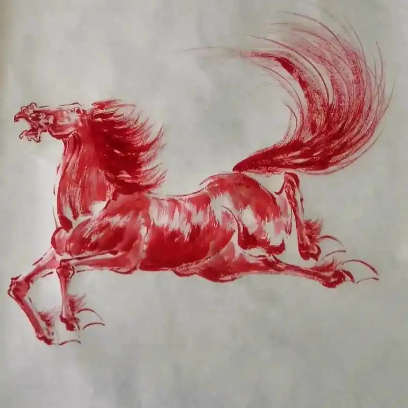 每日老爸画作欣赏-骏马.一匹红马 #国画 #手绘 #原创作品 - 抖音