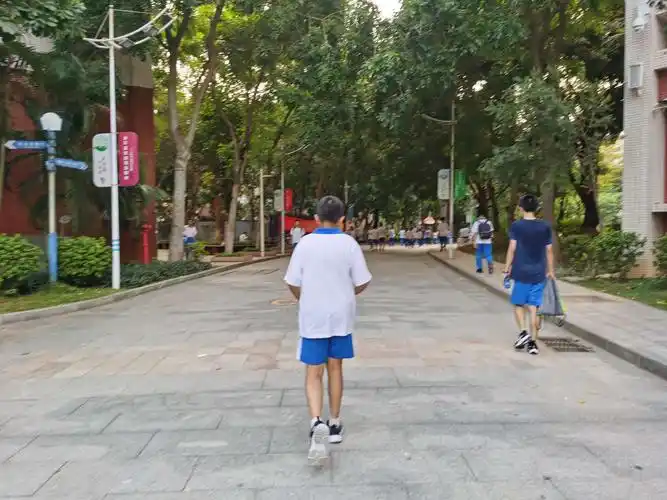 入学的那天,家长只能送到校门口,儿媳拍了一张孙儿步入校内的背影照