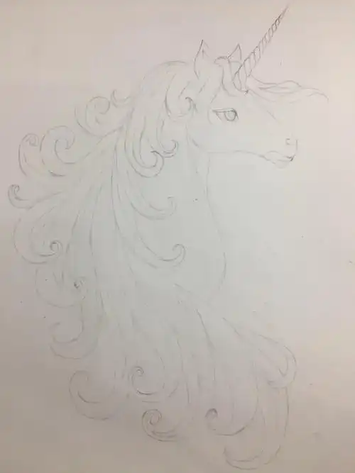 爱蜜部落鹿鹿2017224独角兽铅笔线稿