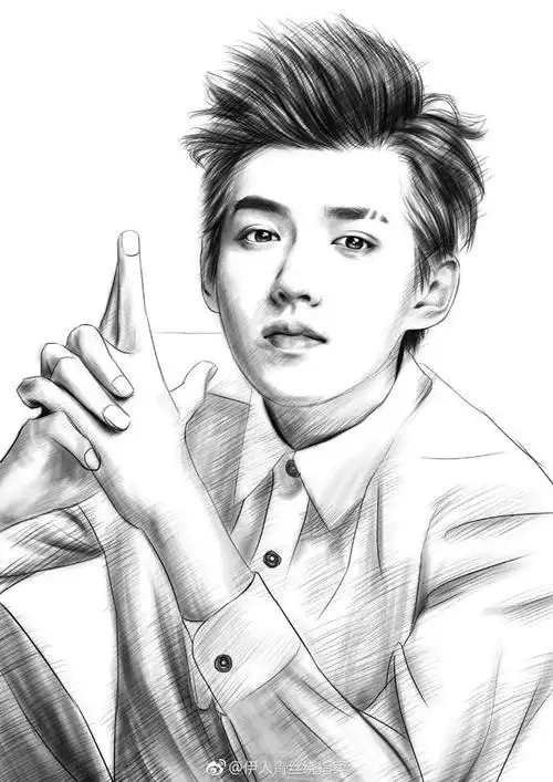 手绘吴亦凡插画,"梅格妮"看过来,像不像你家凡凡?