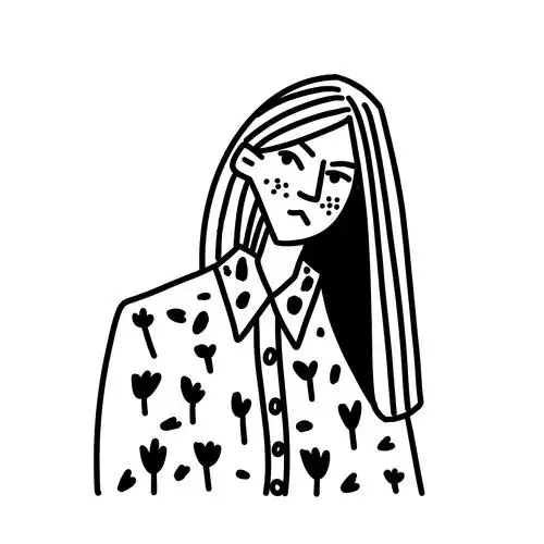 黑白线条简约人物头像