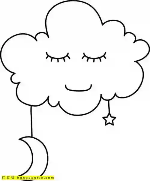 观察日记!11张不同的云朵卡通简笔画!-红豆饭小学生简笔画大全