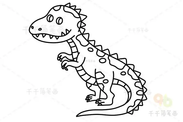 可爱小恐龙涂色图片模板_动物涂色画简笔画