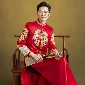 男款秀禾服新郎2020新款中式结婚礼服秀和服男士龙凤褂男装秀禾男