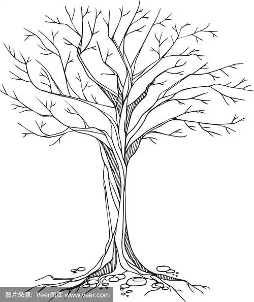 单色向量黑白树