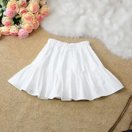 日系蓬蓬百褶学生新款夏季2021半身白色显瘦半身裙