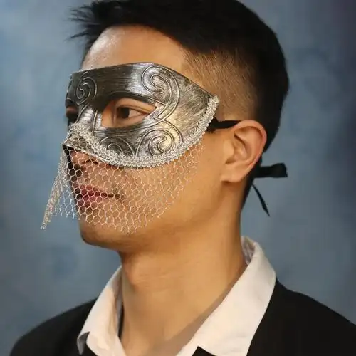 蒙面唱将面具男士朋克夸张银色简约蒙面歌手唱将万圣节假面舞会面具男